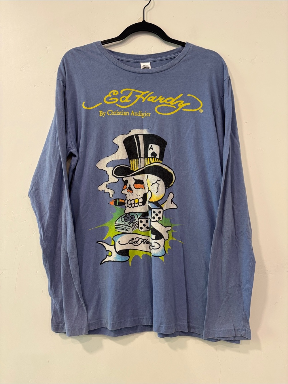 Ed Hardy Kids' Long Sleeve Blue Graphic no Tee